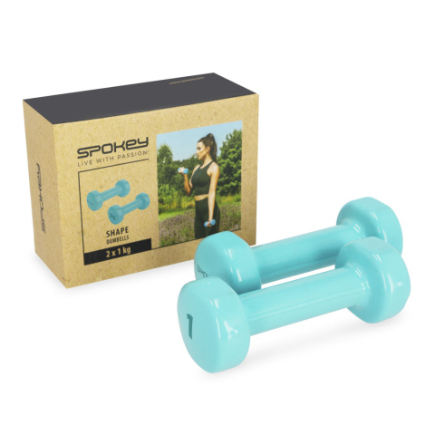 Zestaw Hantli Winylowych 2x1kg Spokey SHAPE turkusowy Zestaw Hantli Winylowych 2x1kg Spokey SHAPE turkusowy