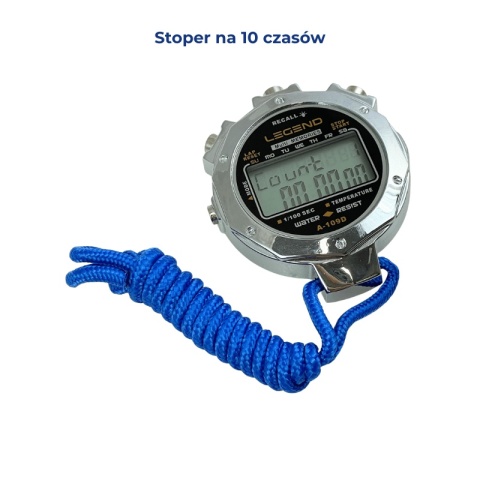 Cyfrowy stoper w metalowej obudowie 10 międzyczasów - Legend Sport
